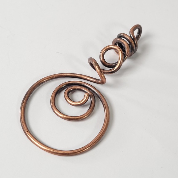 Jewelry - Copper Swirl Pendant Unisex Copper Artisan Wire Wrapped Spiral Statement